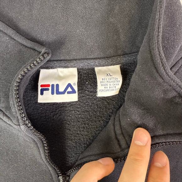 VTG Y2K Fila black 1/4 zip streetwear sportswear pullover sweatshirt mens XL - Picture 4 of 6